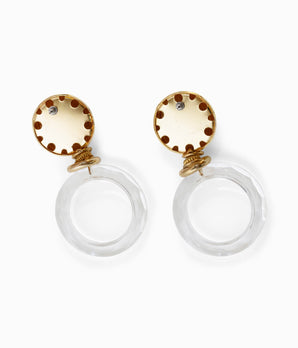 Preloved Gold Tone Shell with Glass Hoop Earrings
