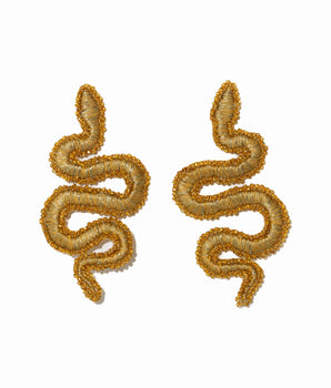 Beaded Gold Snake Earrings