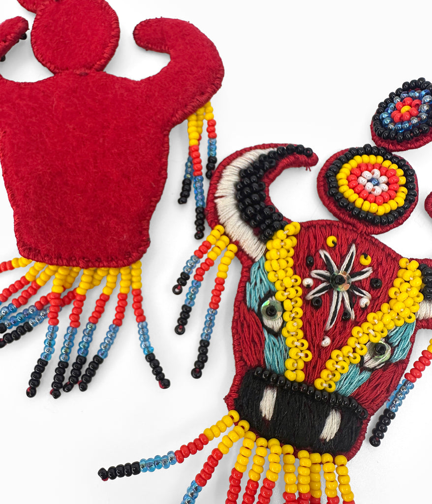 Beaded Red Bull Earrings