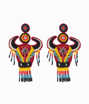 Beaded Red Bull Earrings