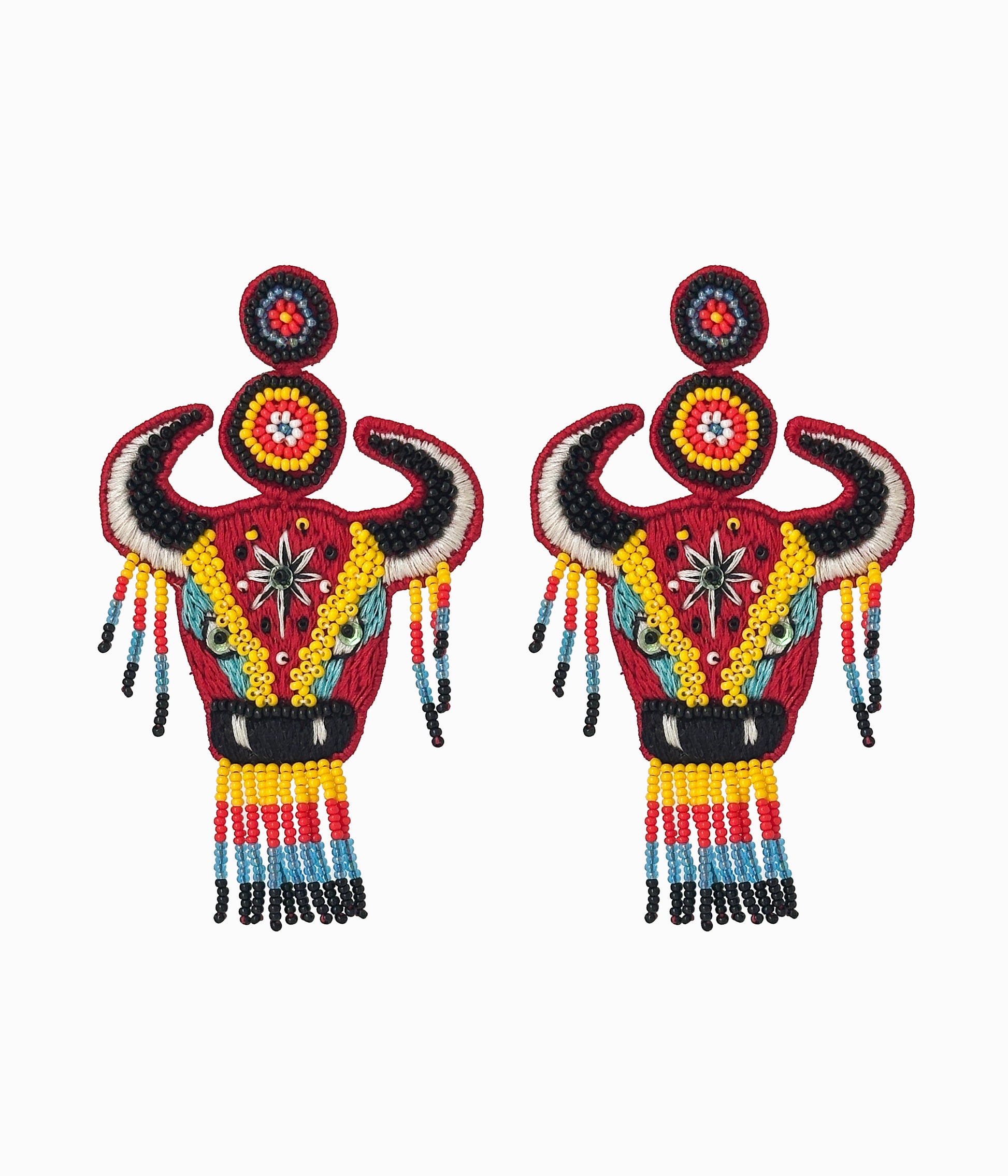Beaded Red Bull Earrings