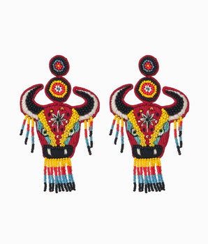 Beaded Red Bull Earrings