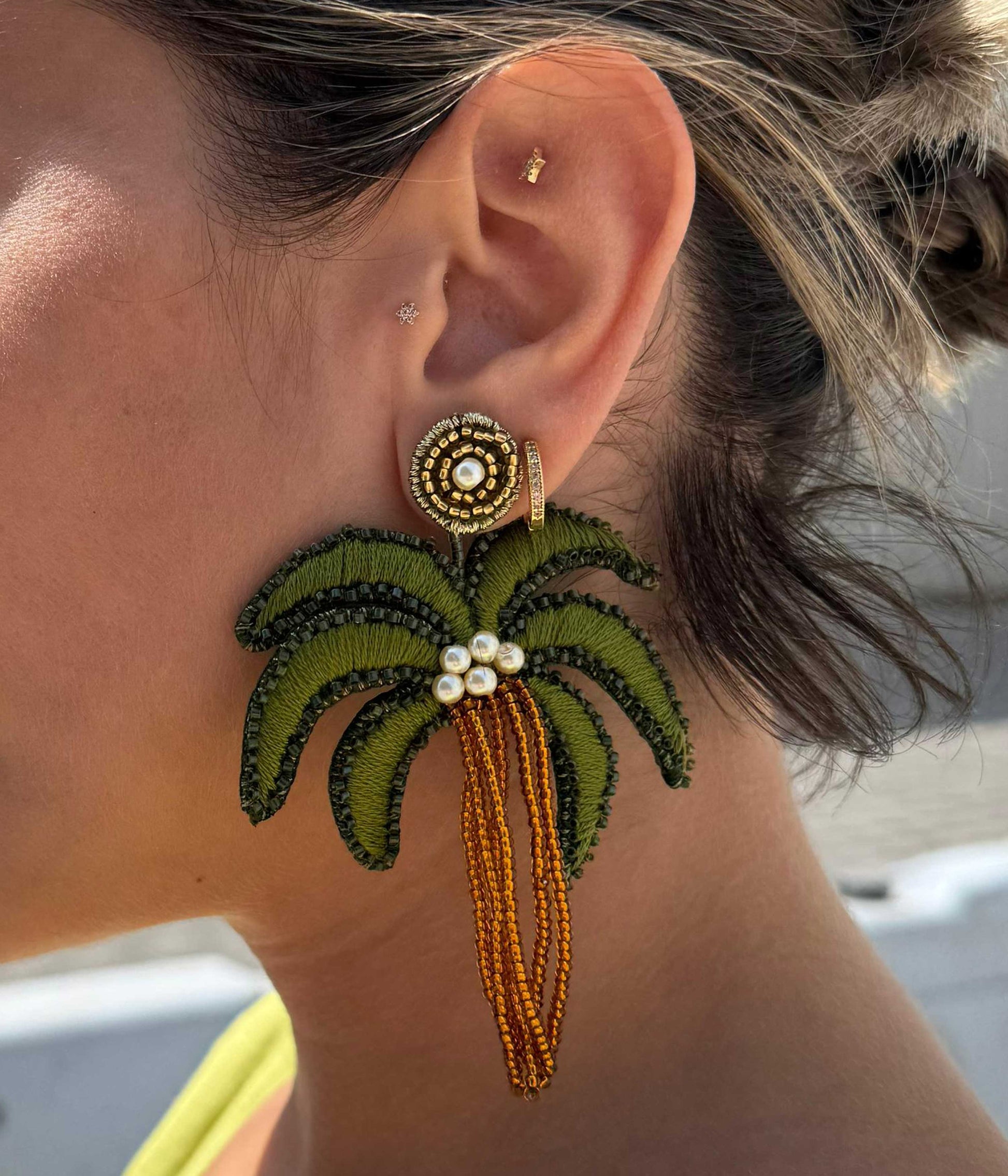 Beaded Palm Tree Earrings