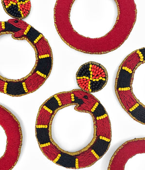 Beaded Scarlet Snake Earrings