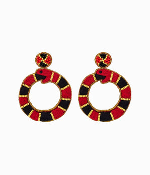 Beaded Scarlet Snake Earrings