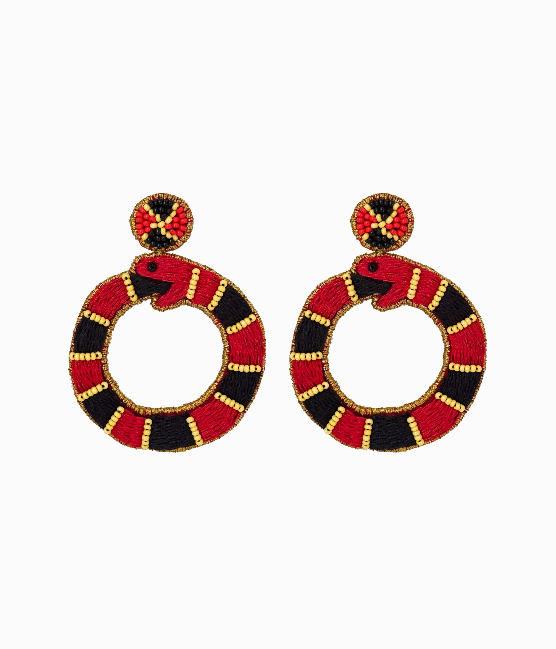 Beaded Scarlet Snake Earrings