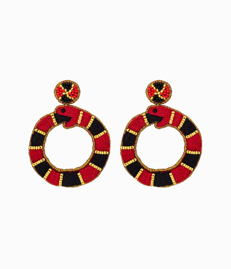 Beaded Scarlet Snake Earrings