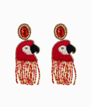 Beaded Red Parrot Earrings