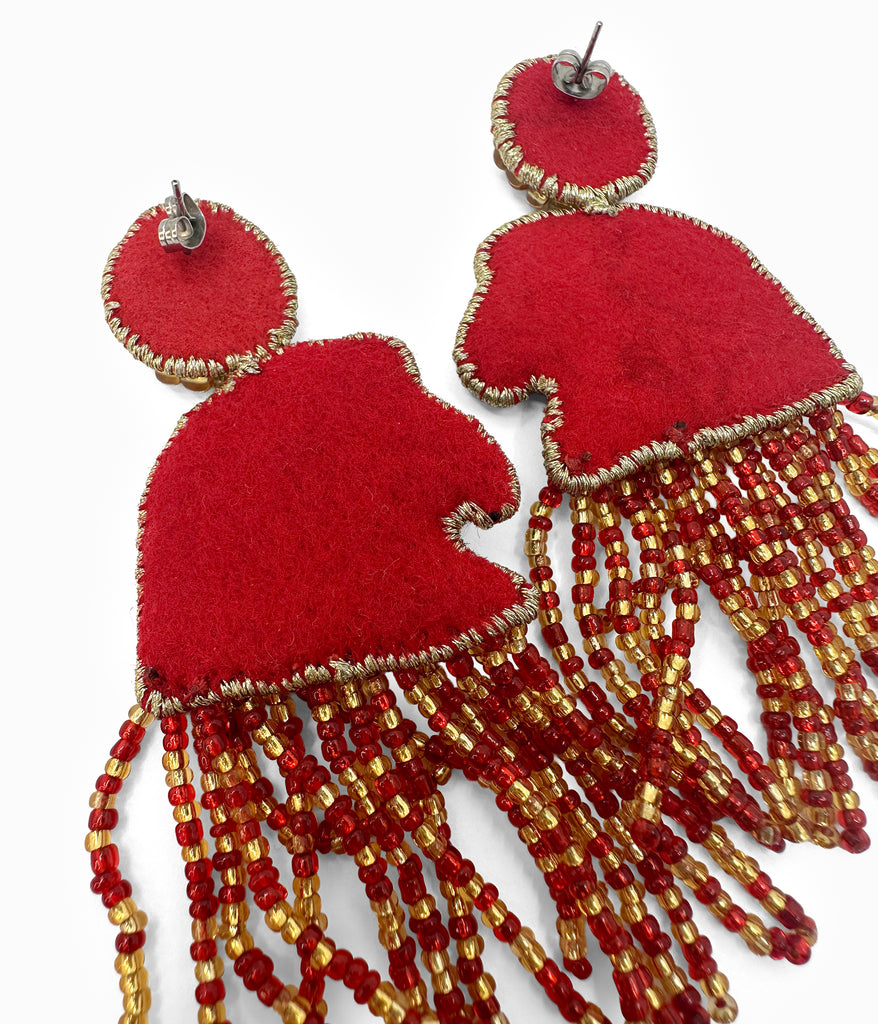 Beaded Red Parrot Earrings