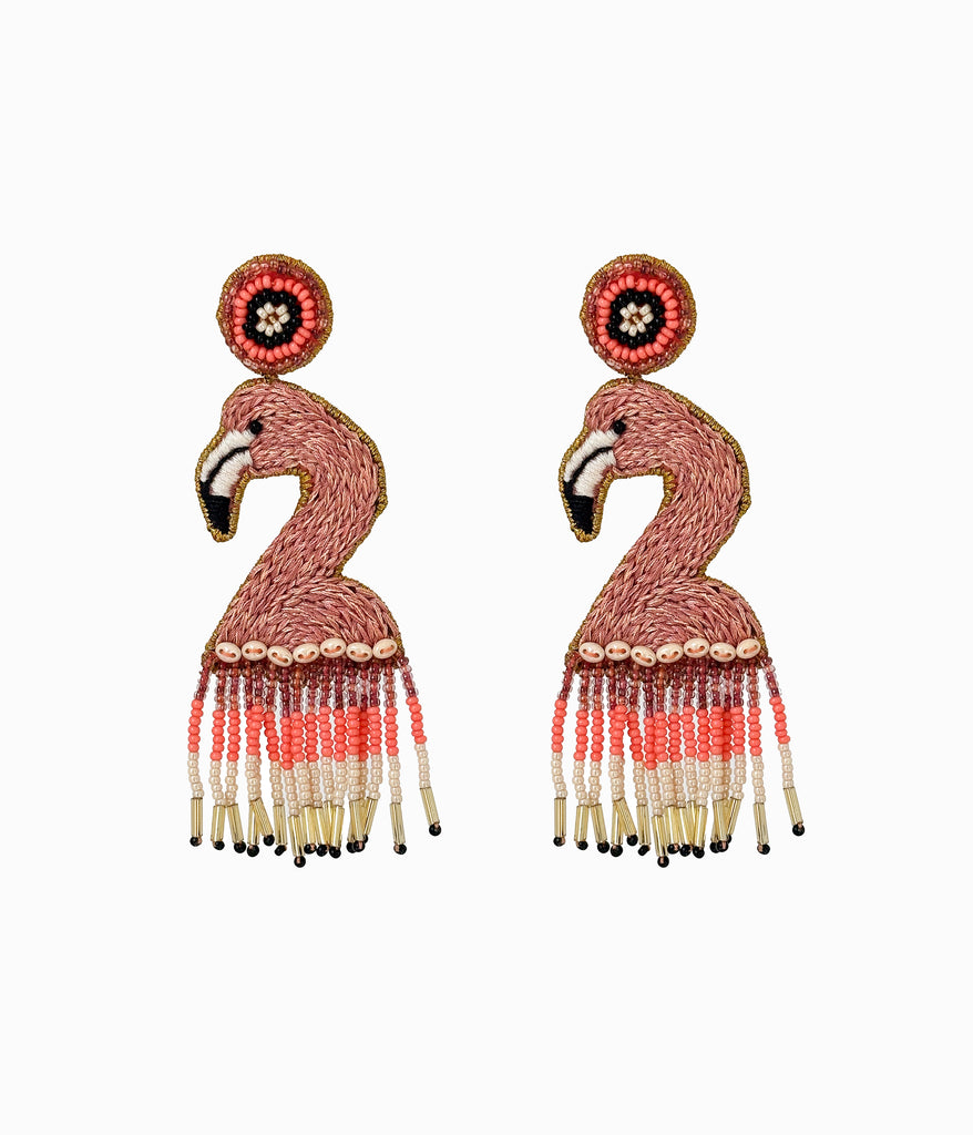 Beaded Flamingo Earrings