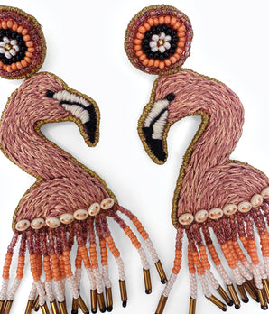 Beaded Flamingo Earrings