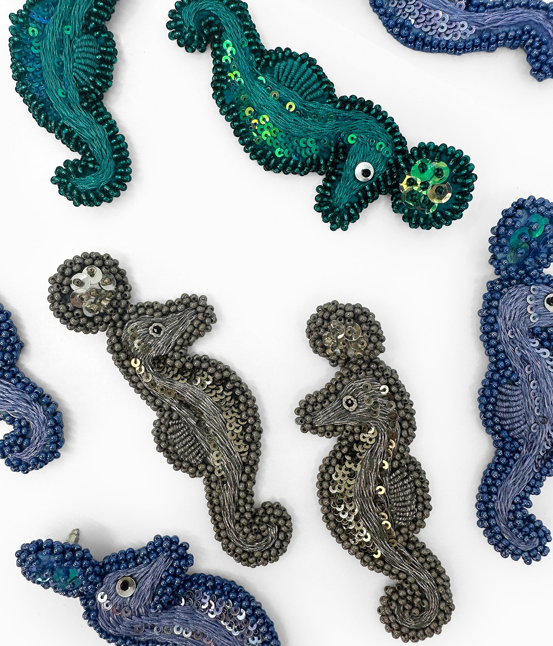 Purple Beaded Seahorse Earrings