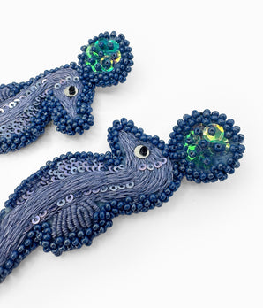 Purple Beaded Seahorse Earrings