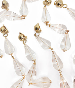 80s Clear Teardrop Earrings