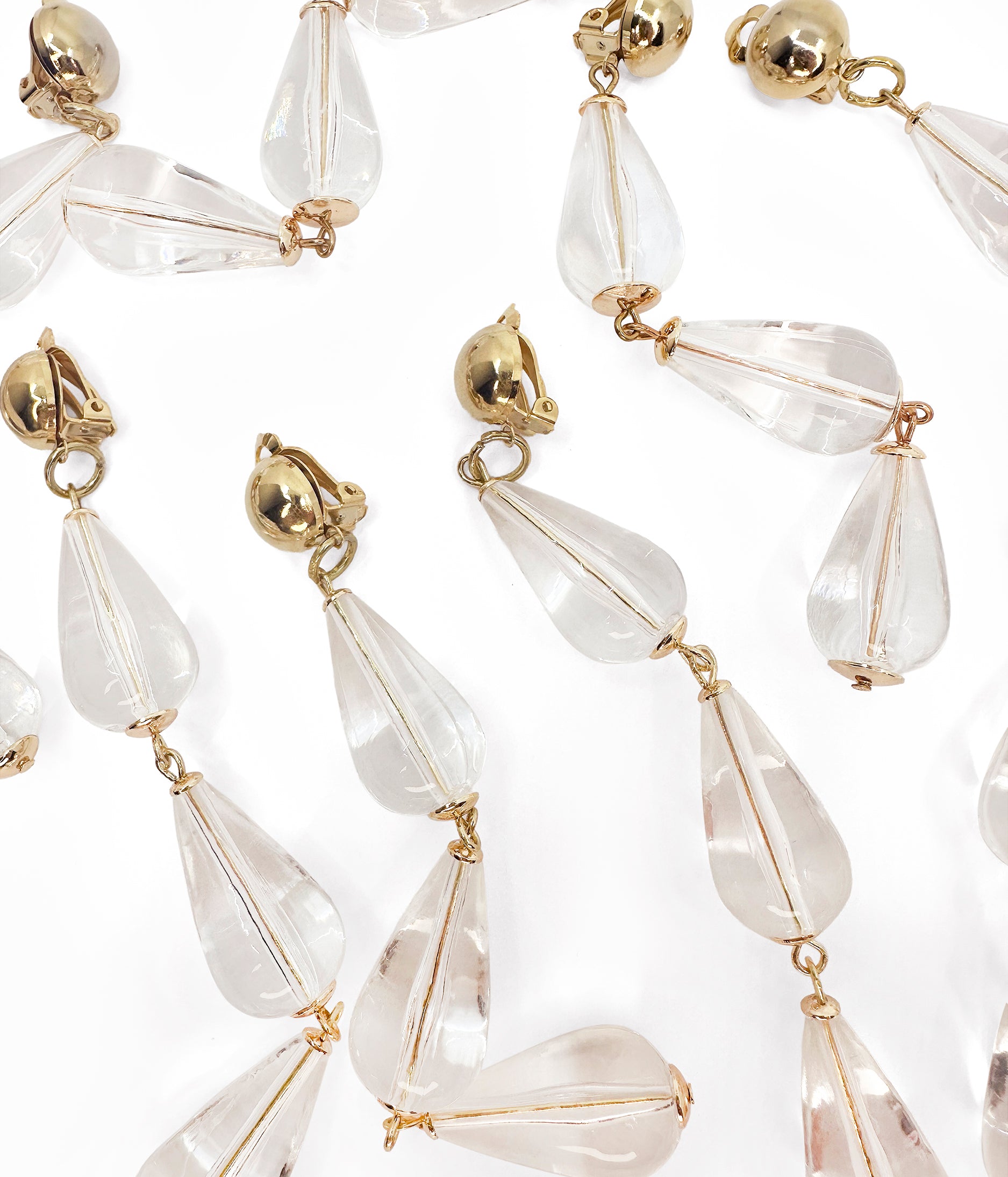 80s Clear Teardrop Earrings