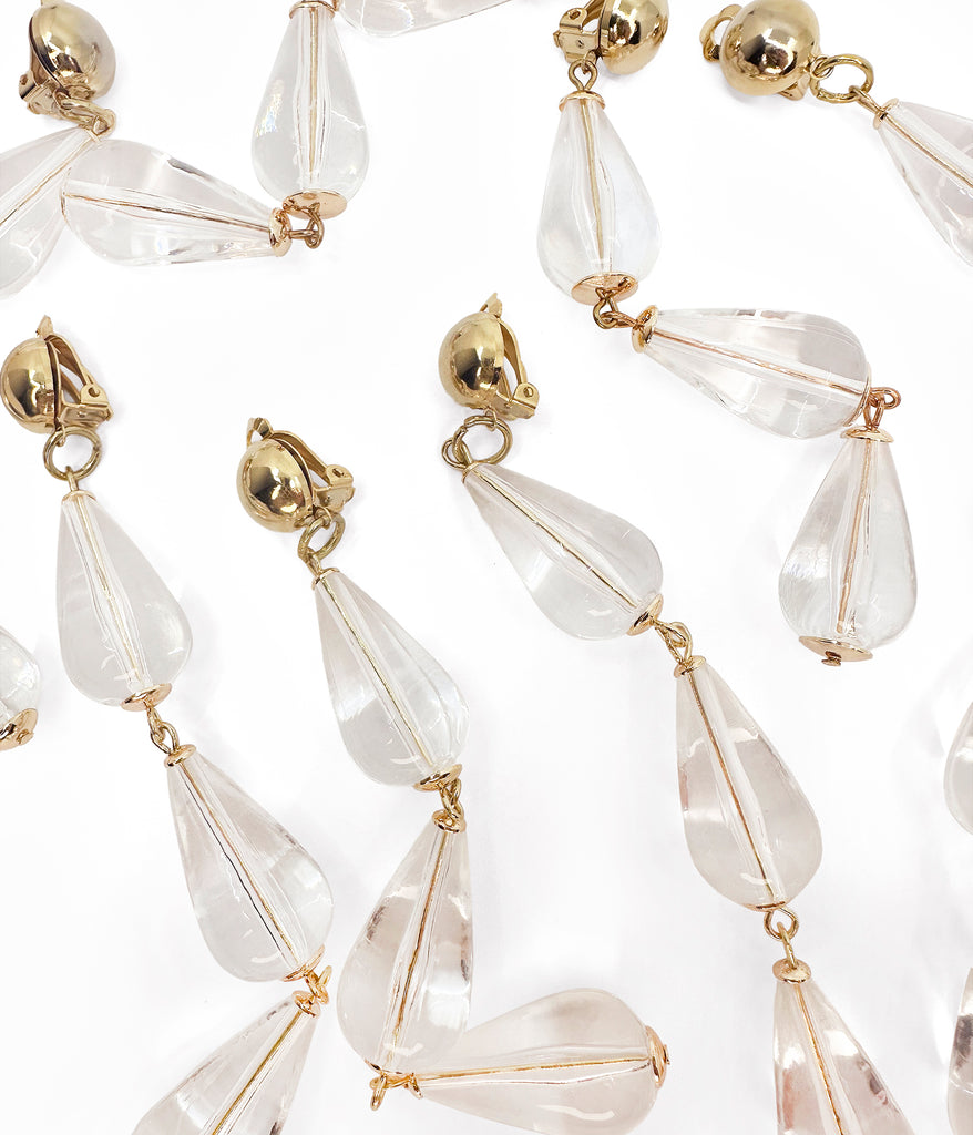 80s Clear Teardrop Earrings