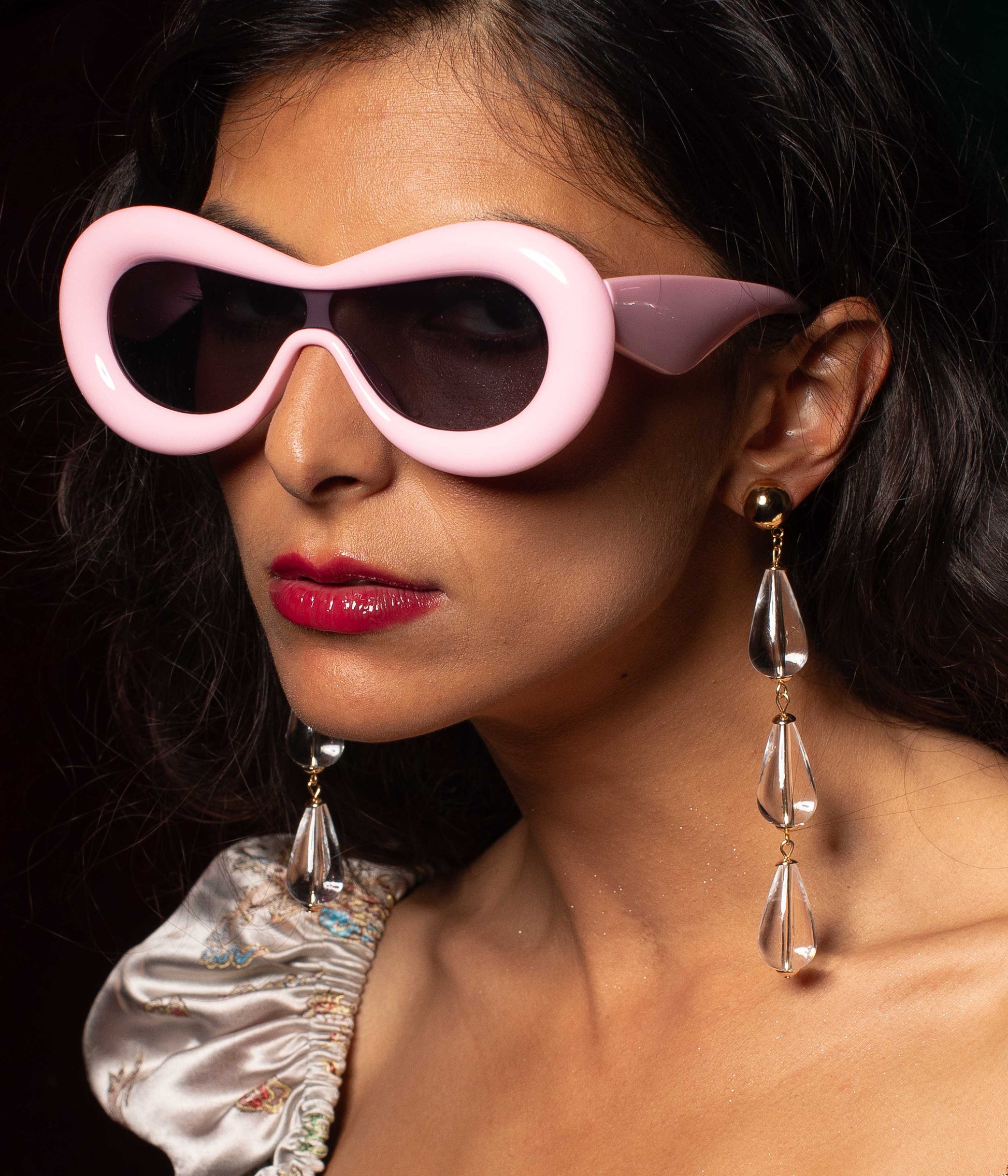 80s Clear Teardrop Earrings
