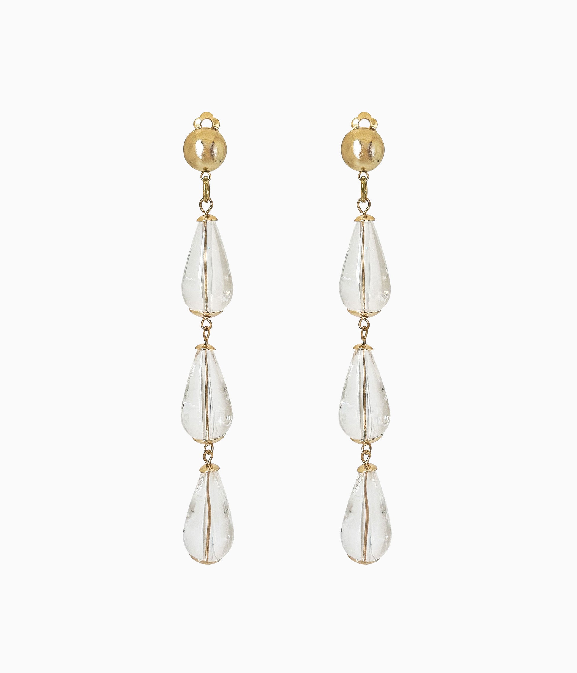 80s Clear Teardrop Earrings