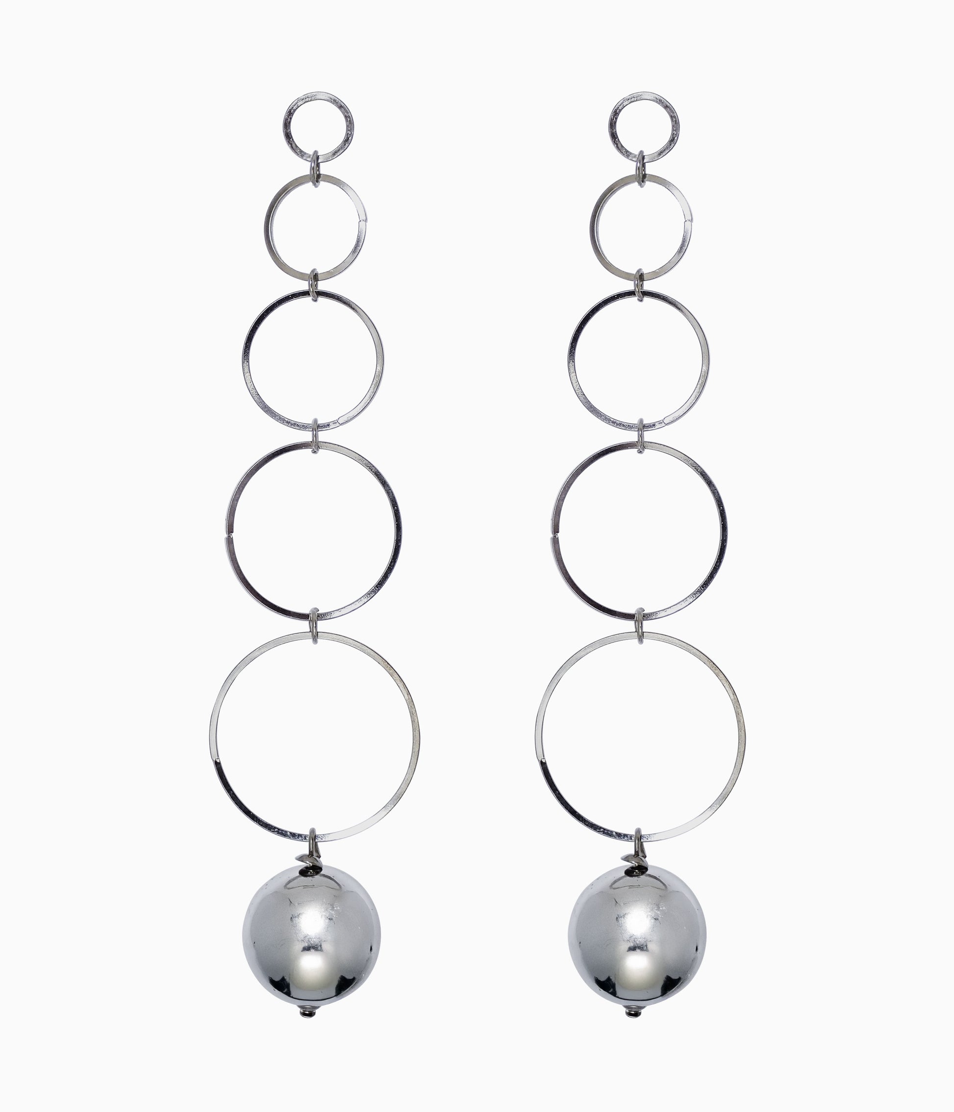 Vintage 80s Ball & Hoops Earrings