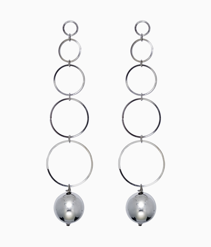 Vintage 80s Ball & Hoops Earrings