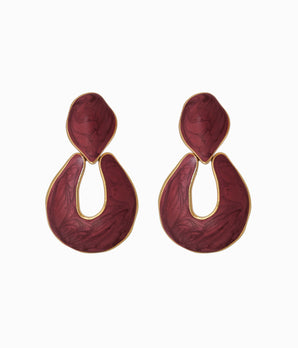 BEREBI 1990's Burgundy & Gold Door Knocker Earrings