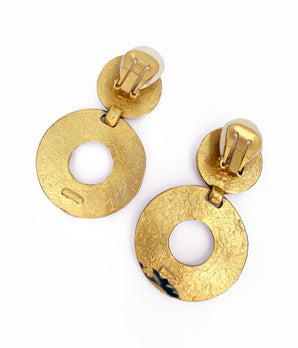 DON-LIN 1990's Multicolor Enameled Earrings With Rhinestones