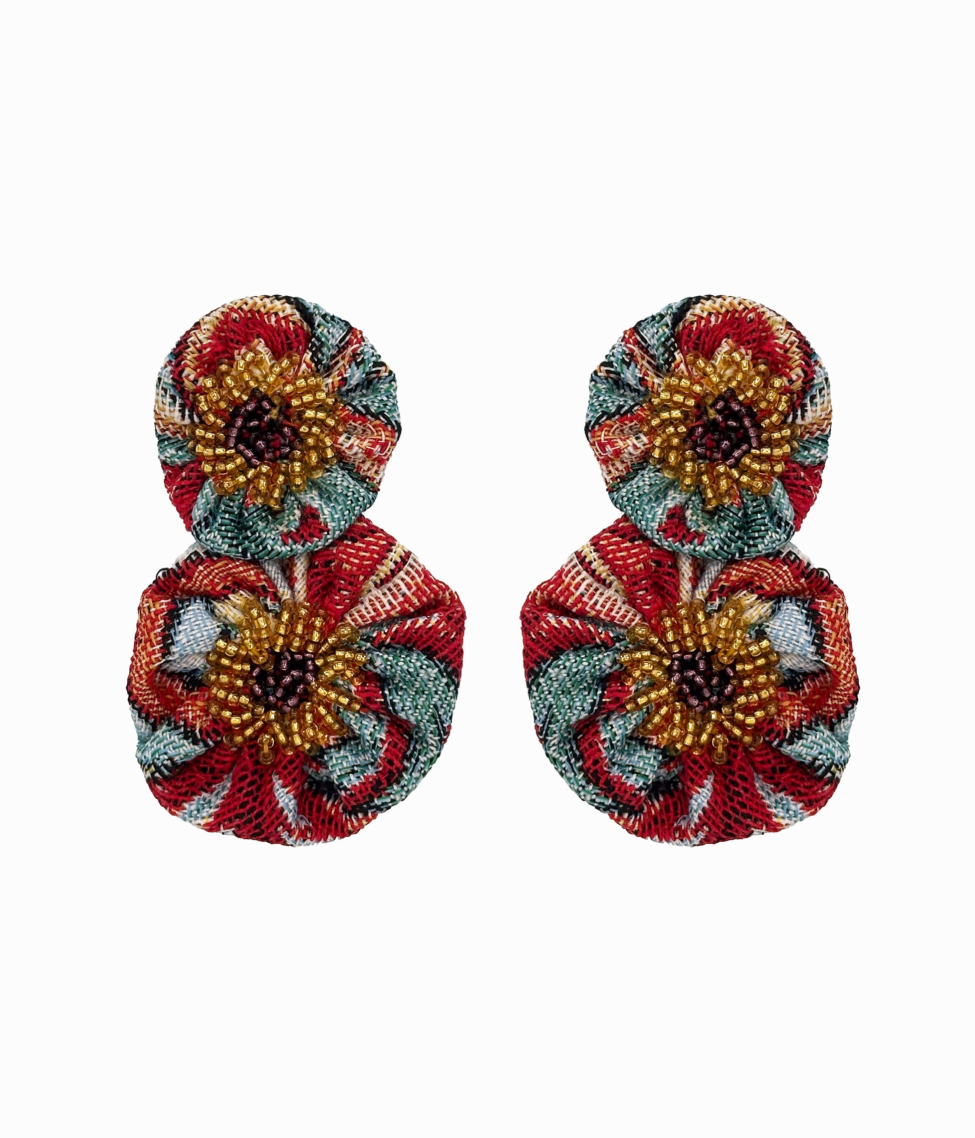 Beaded Tapestry Earrings in Blue