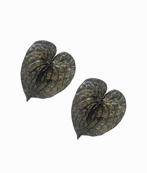 Metallic Grey Laceleaf Earrings