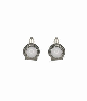 Vintage 1990's Etched Metal with White Cabochon Dangle Earrings