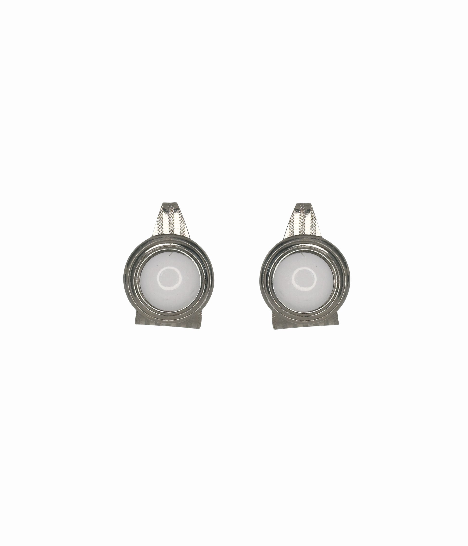 Vintage 1990's Etched Metal with White Cabochon Dangle Earrings