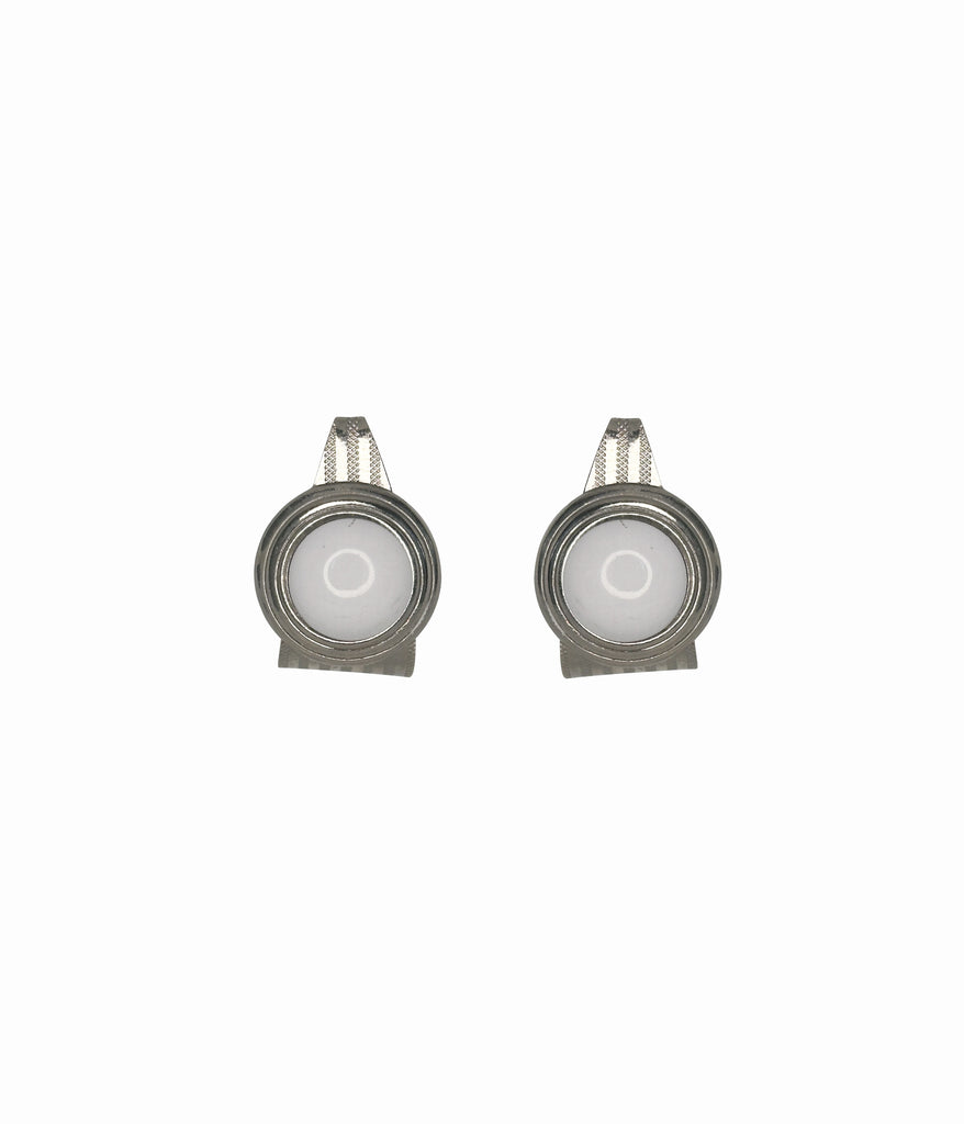 Vintage 1990's Etched Metal with White Cabochon Dangle Earrings