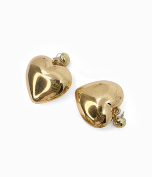 80s Puffed Gold Heart Earrings