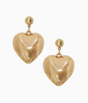 80s Puffed Gold Heart Earrings