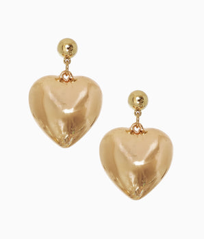 80s Puffed Gold Heart Earrings