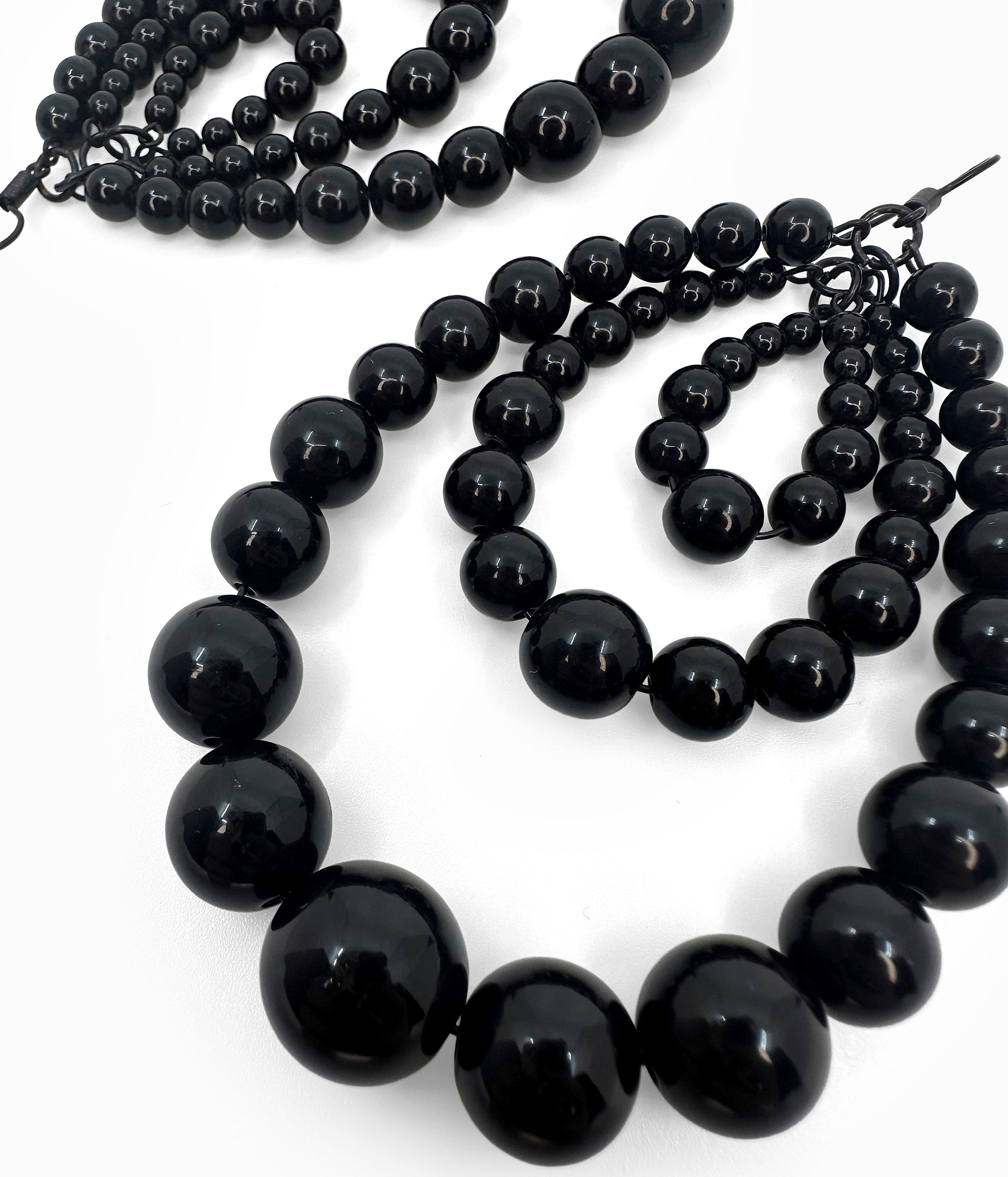Black Beaded Hoop Earrings
