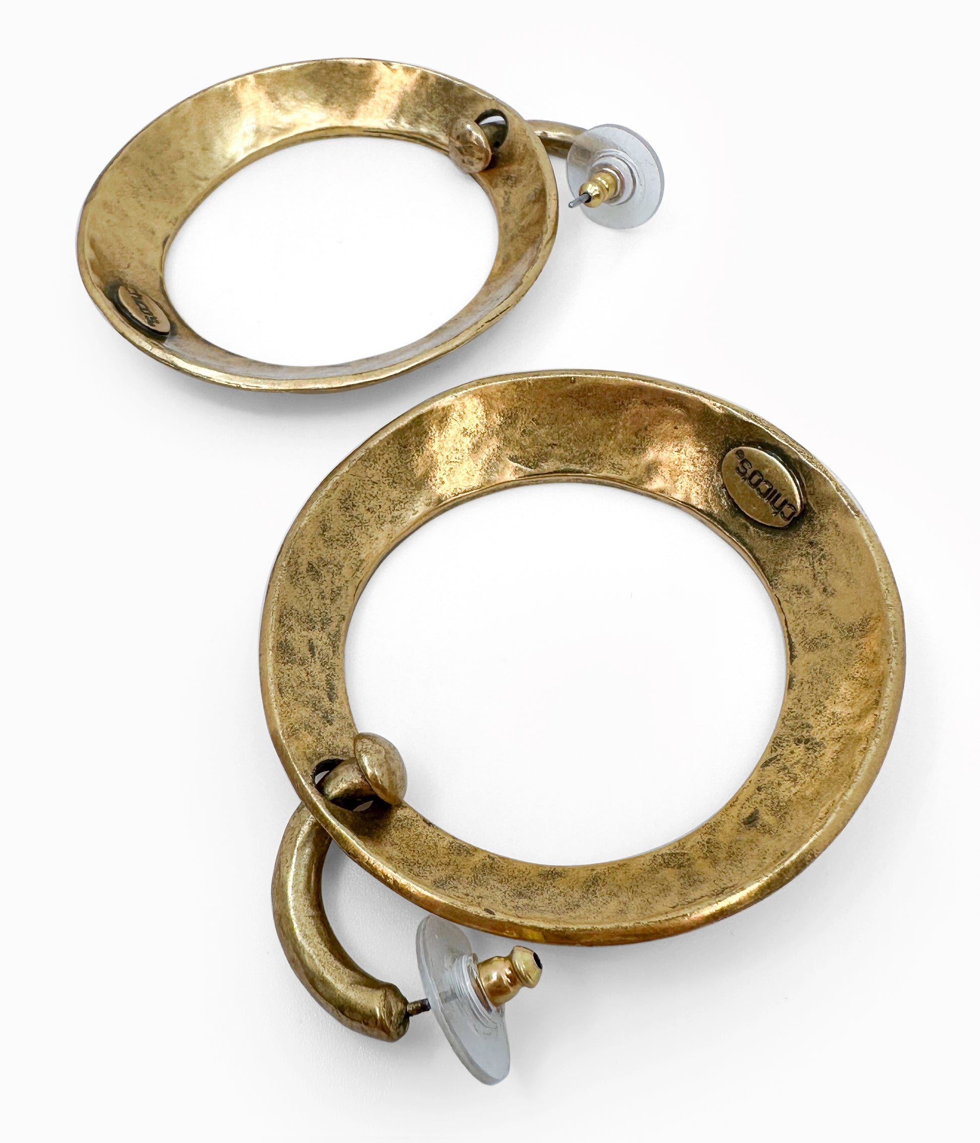 Vintage Hammered Brass Hoop Earrings
