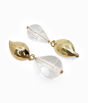 Vintage 80s Clear Tear Drop Lucite Earrings