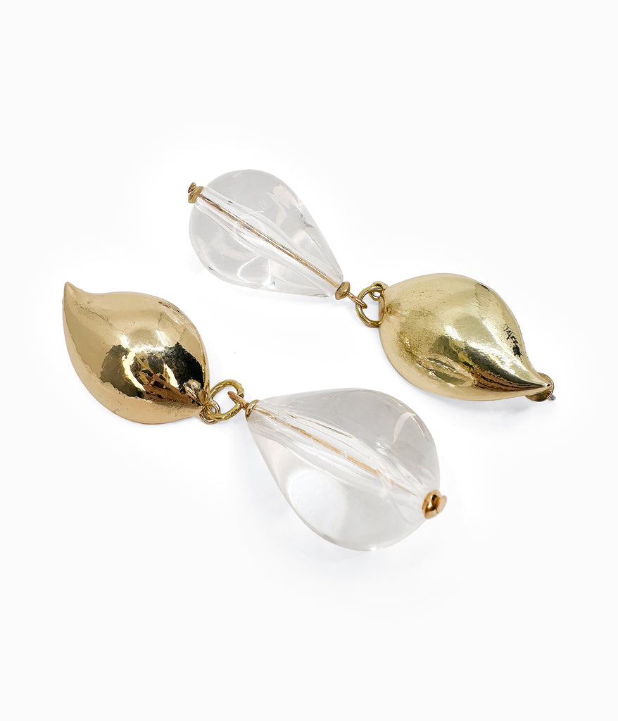 Vintage 80s Clear Tear Drop Lucite Earrings