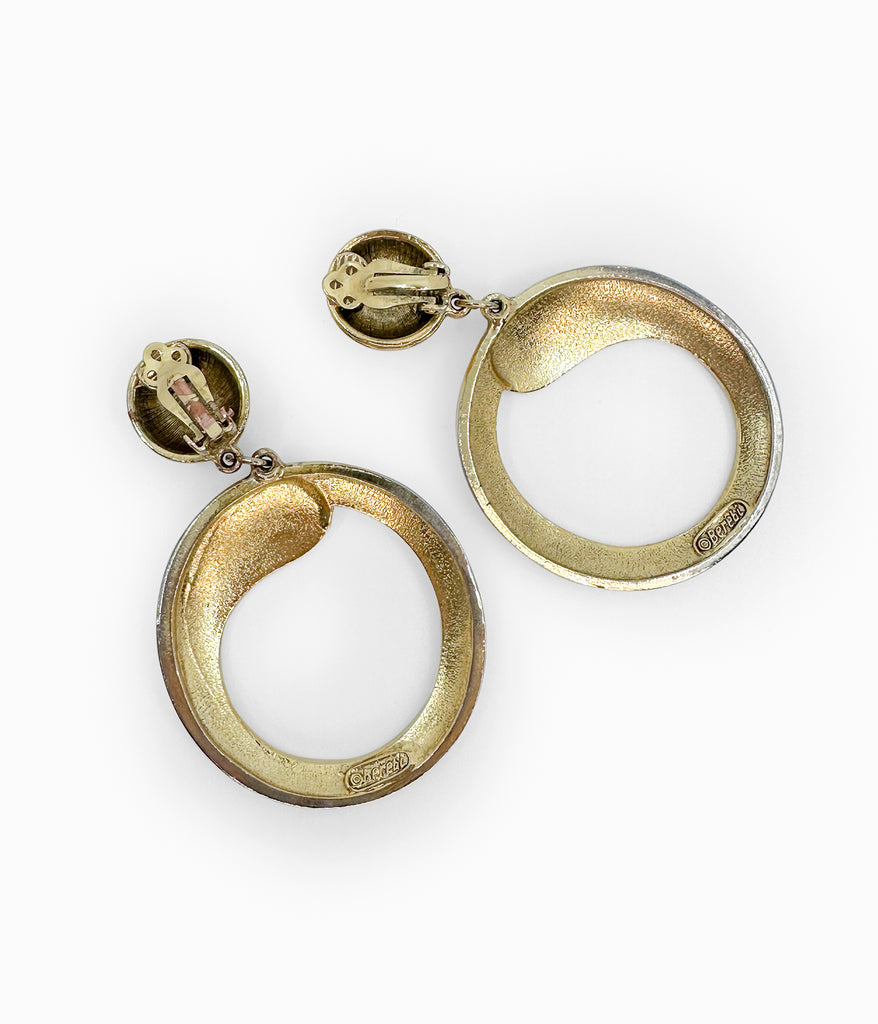 BEREBI 90's Gold & Blue Enameled Door Knocker Earrings