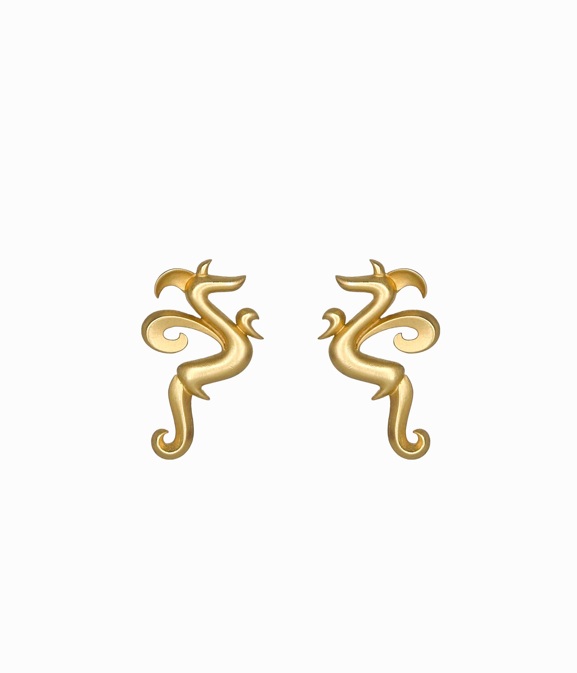 JJ© 1980's Matte Gold Tone Swirly Earrings