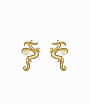 JJ© 1980's Matte Gold Tone Swirly Earrings