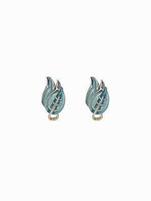 Vintage Turquoise Enamel Leaf Mini Earrings