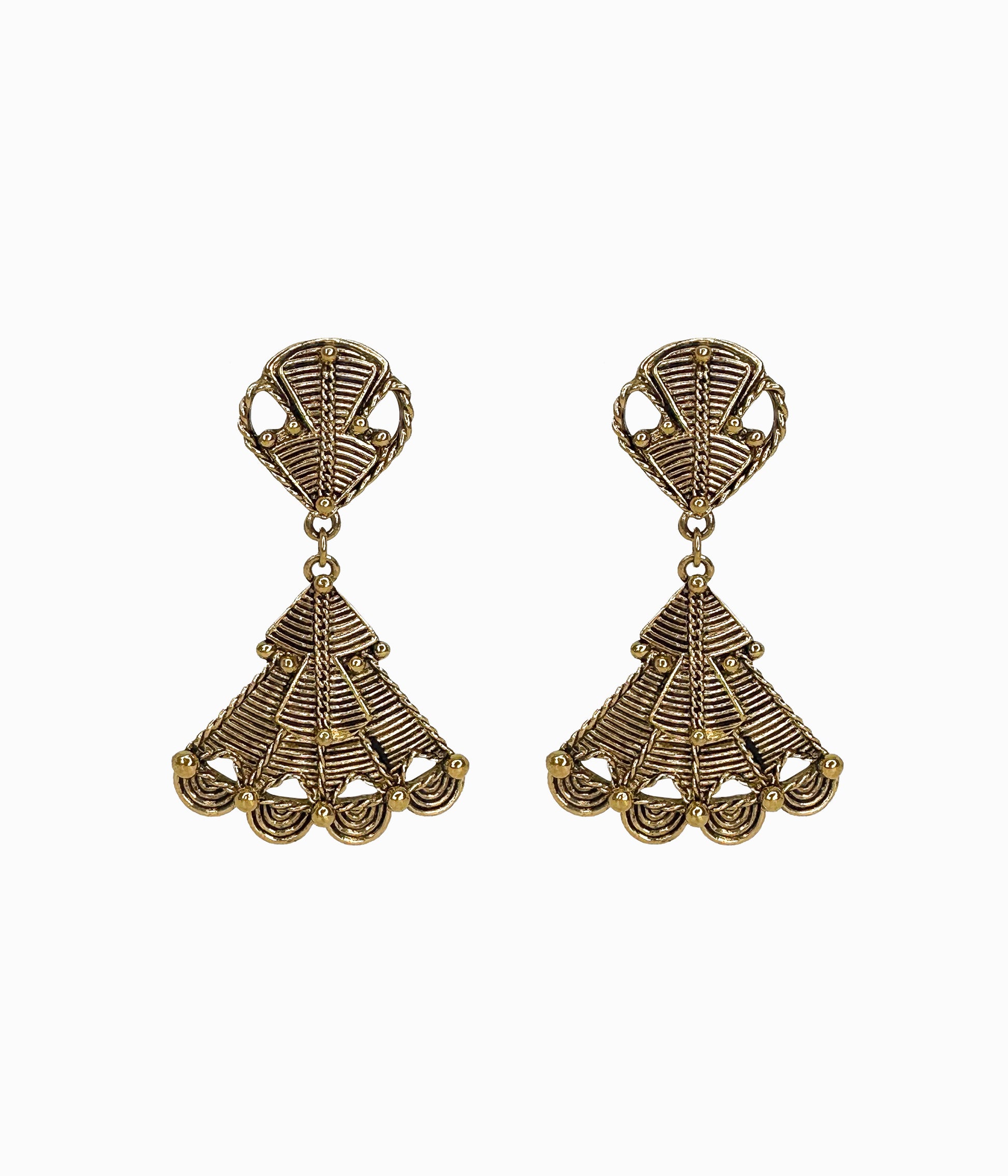 BARRERA For AVON Gold Tone Christmas Tree Boho Earrings