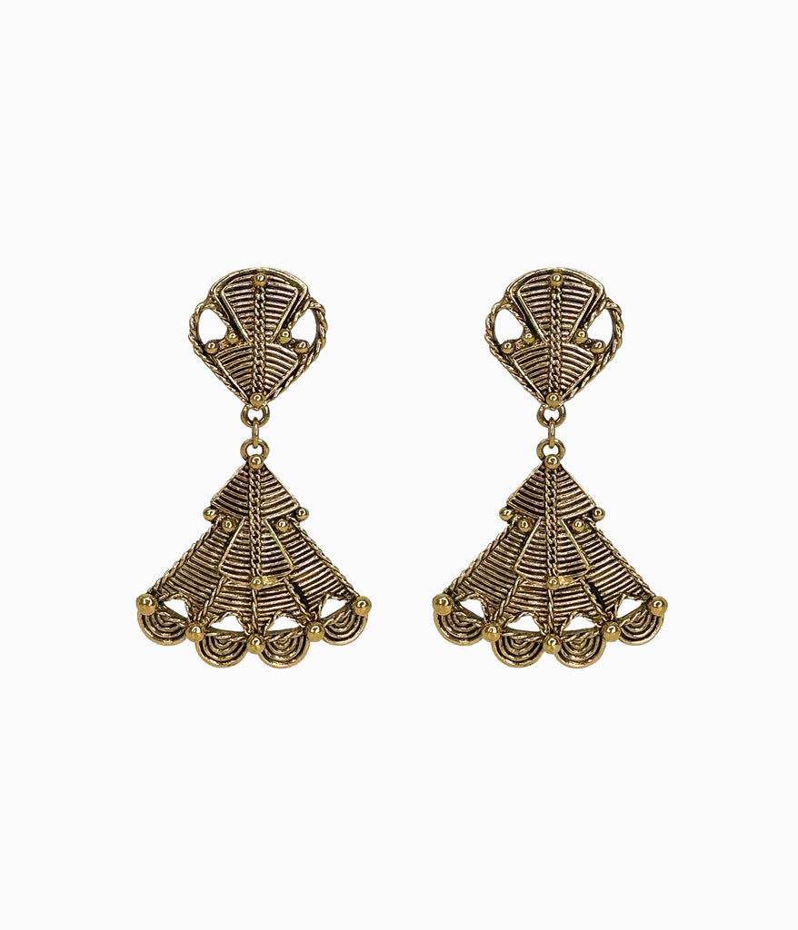 BARRERA For AVON Gold Tone Christmas Tree Boho Earrings