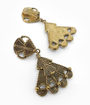 BARRERA For AVON Gold Tone Christmas Tree Boho Earrings