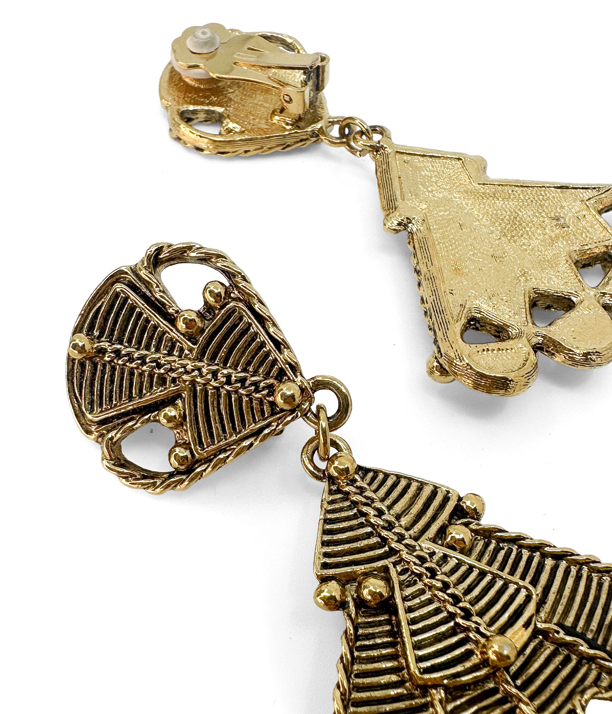 BARRERA For AVON Gold Tone Christmas Tree Boho Earrings