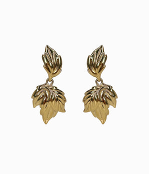 Vintage 1980's Gold Tone Leaf Earrings (NOS)