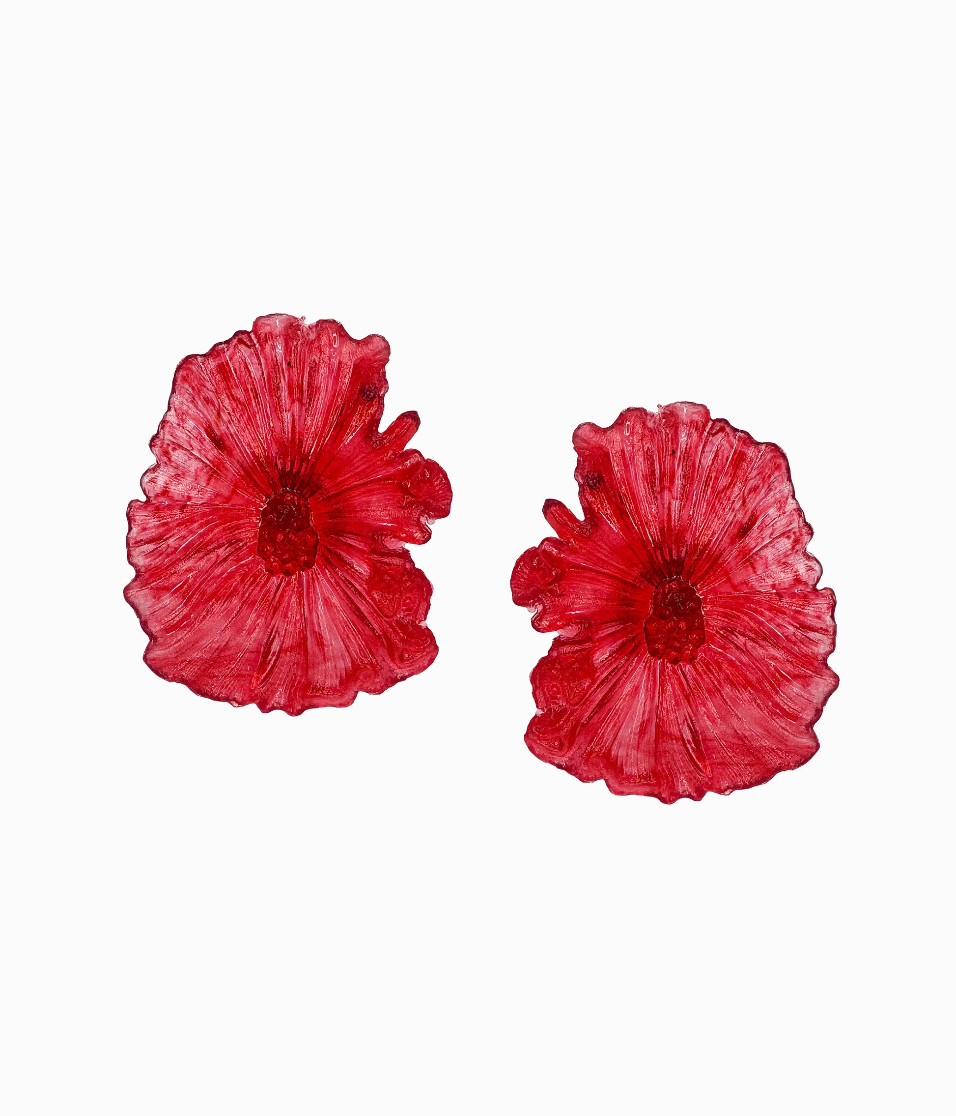 Vintage 1980's Red Lucite Flower Earrings