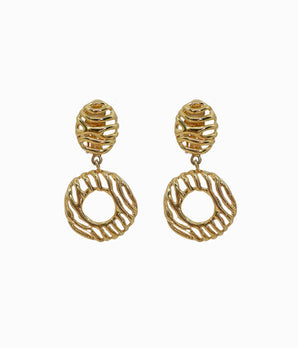 Vintage 1990's Gold Tone Wavy Earrings