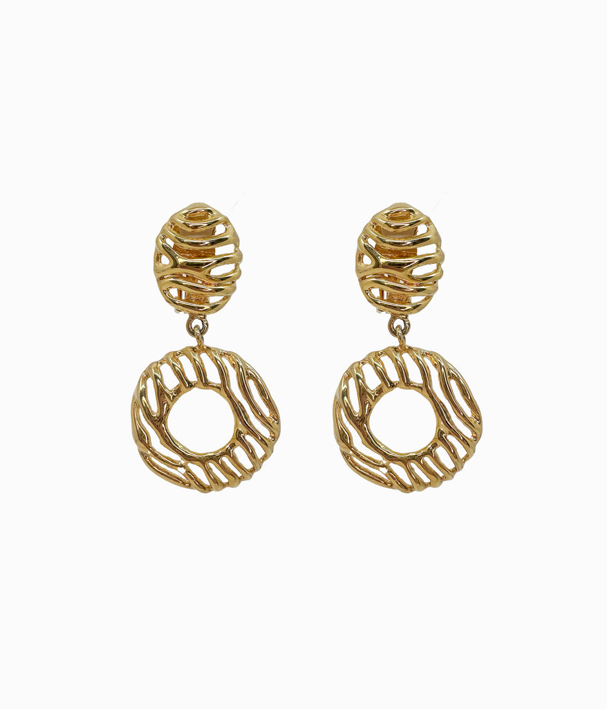 Vintage 1990's Gold Tone Wavy Earrings
